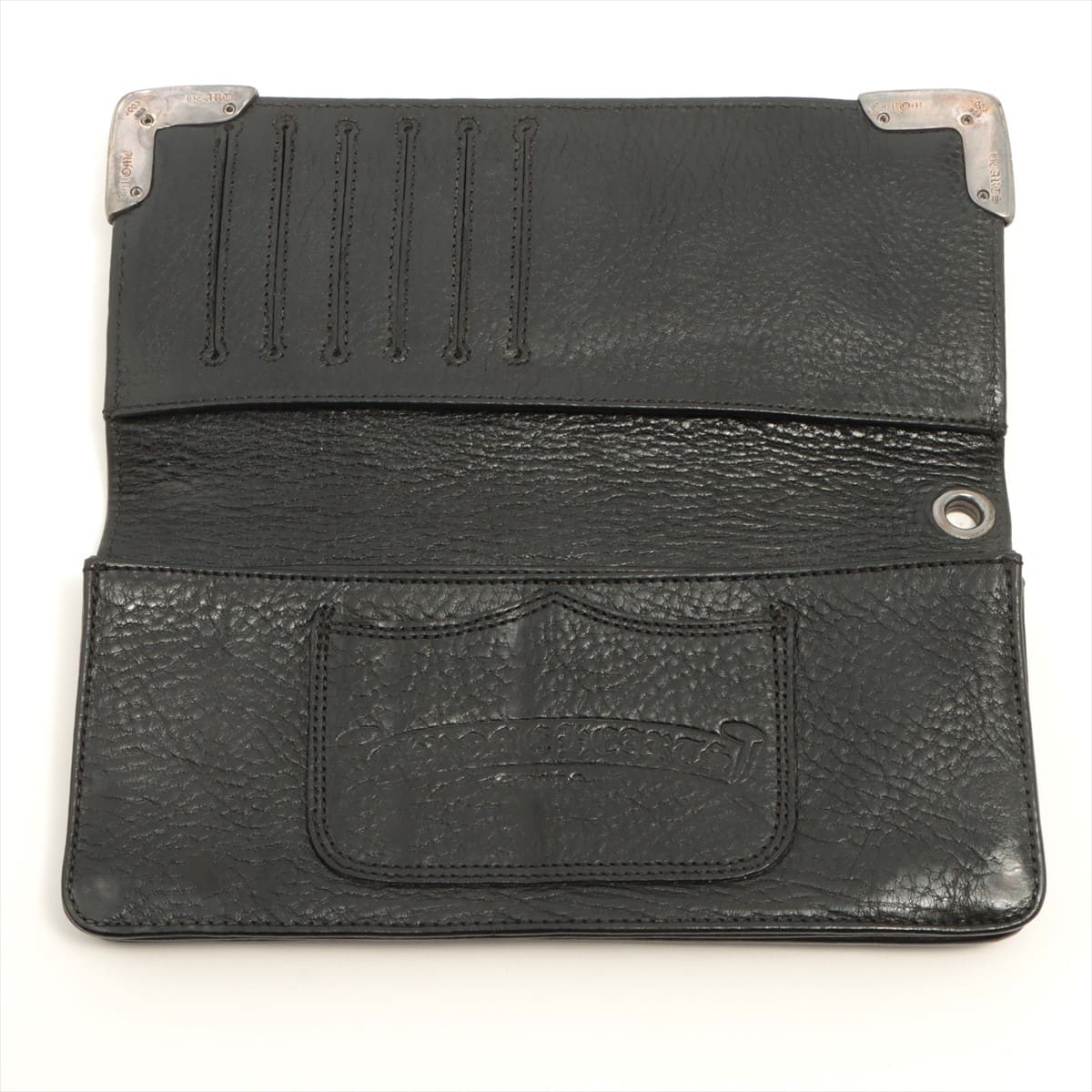 クロムハーツ 財布 レザー×925 ブラック シングルフォールドチップス