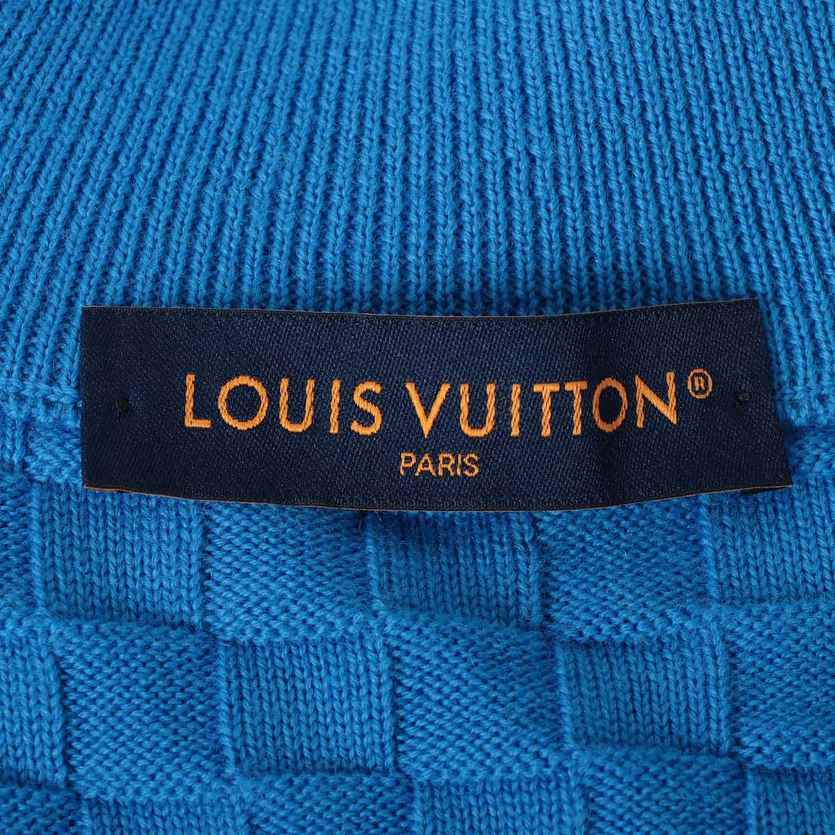 ルイヴィトン 23SS ウール ニットジャケット M メンズ ブルー  RM231Q ダミエシグネチャー