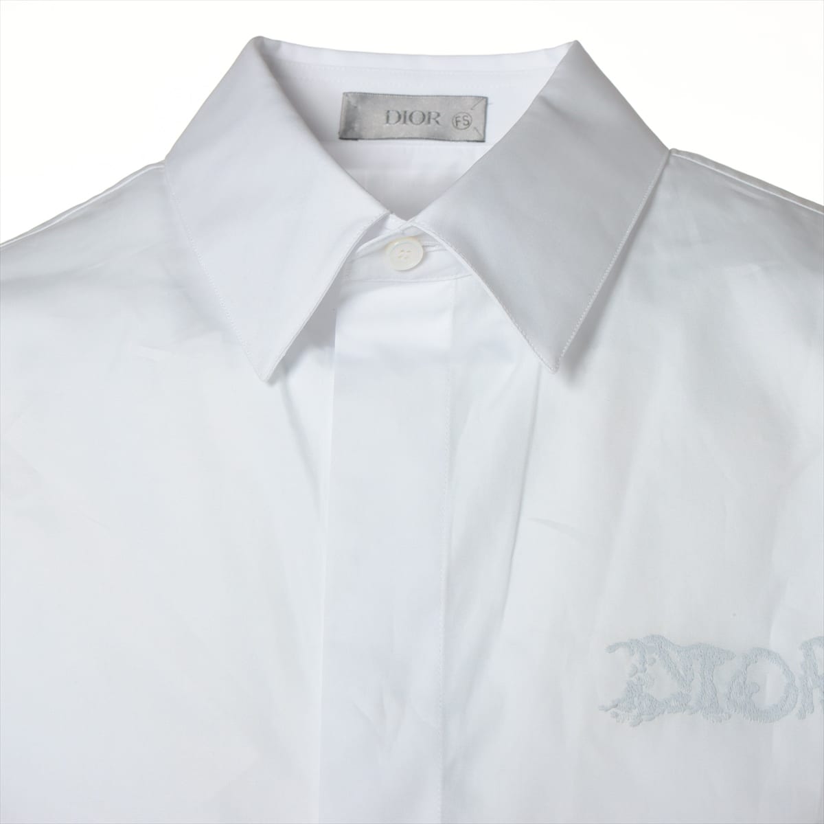 ディオール×ピータードイグ 21AW コットン×ポリエステル シャツ 39 メンズ ホワイト  ロゴ刺繍 ファミリーセール品