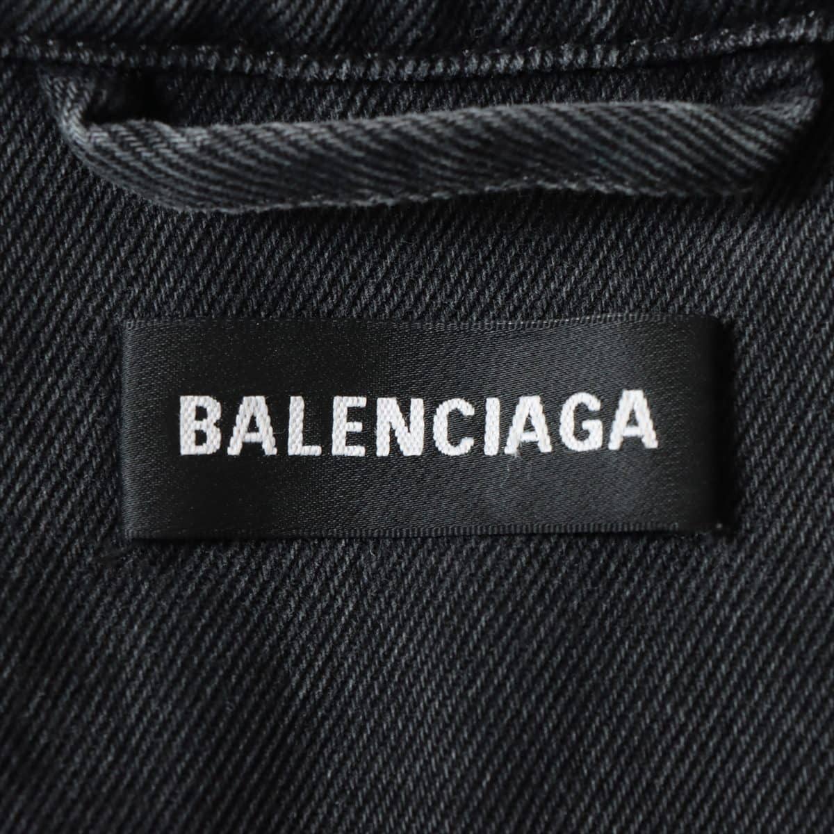 バレンシアガ 18年 コットン×ポリエステル デニムジャケット 44 メンズ ブラック  557351  バックロゴ ウォッシュ加工
