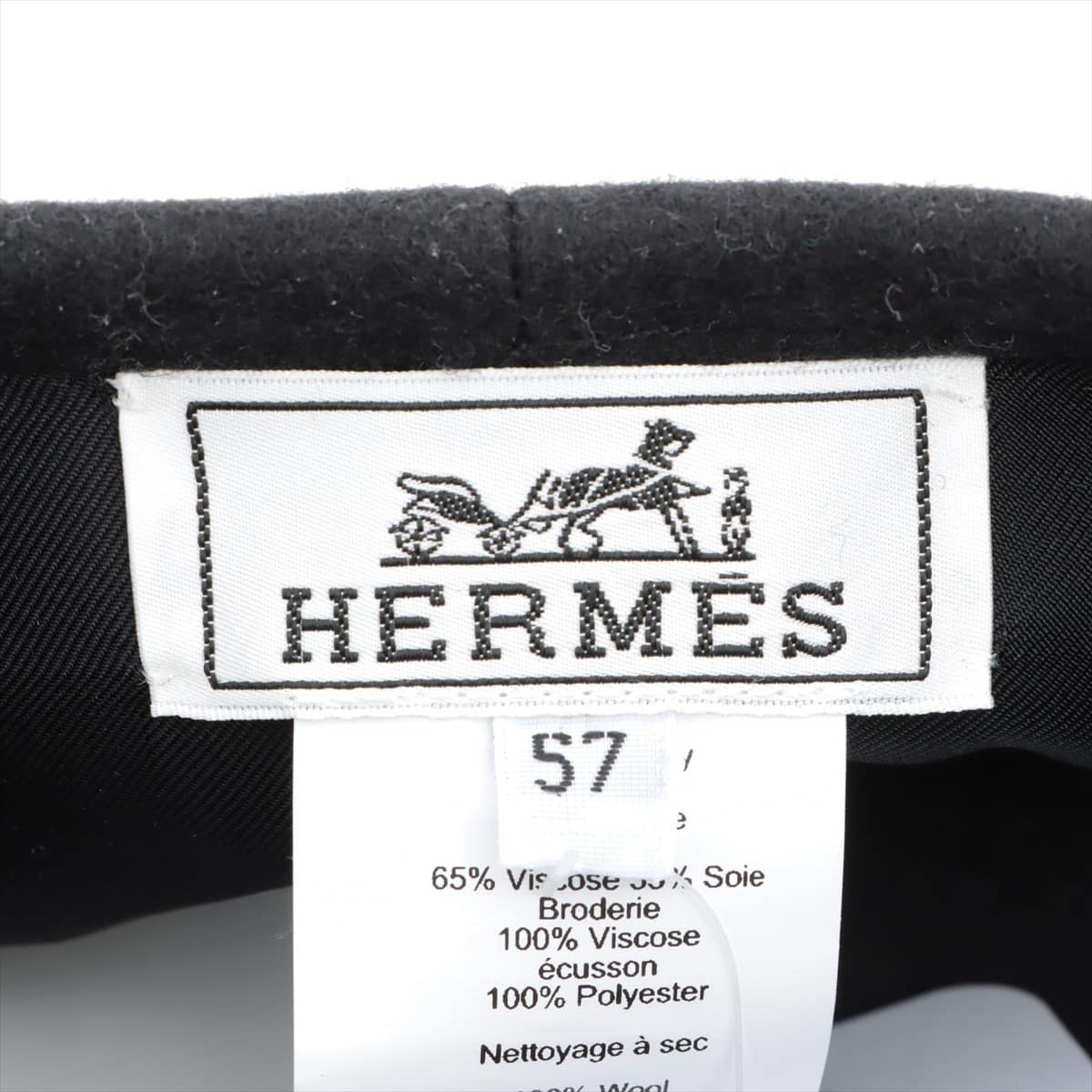 エルメス フィネス ベレー帽 57 ウール ブラック