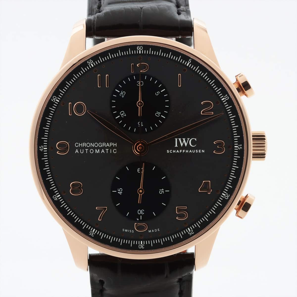 IWC ポルトギーゼ クロノグラフ IW371610 RG×革 AT グレー文字盤