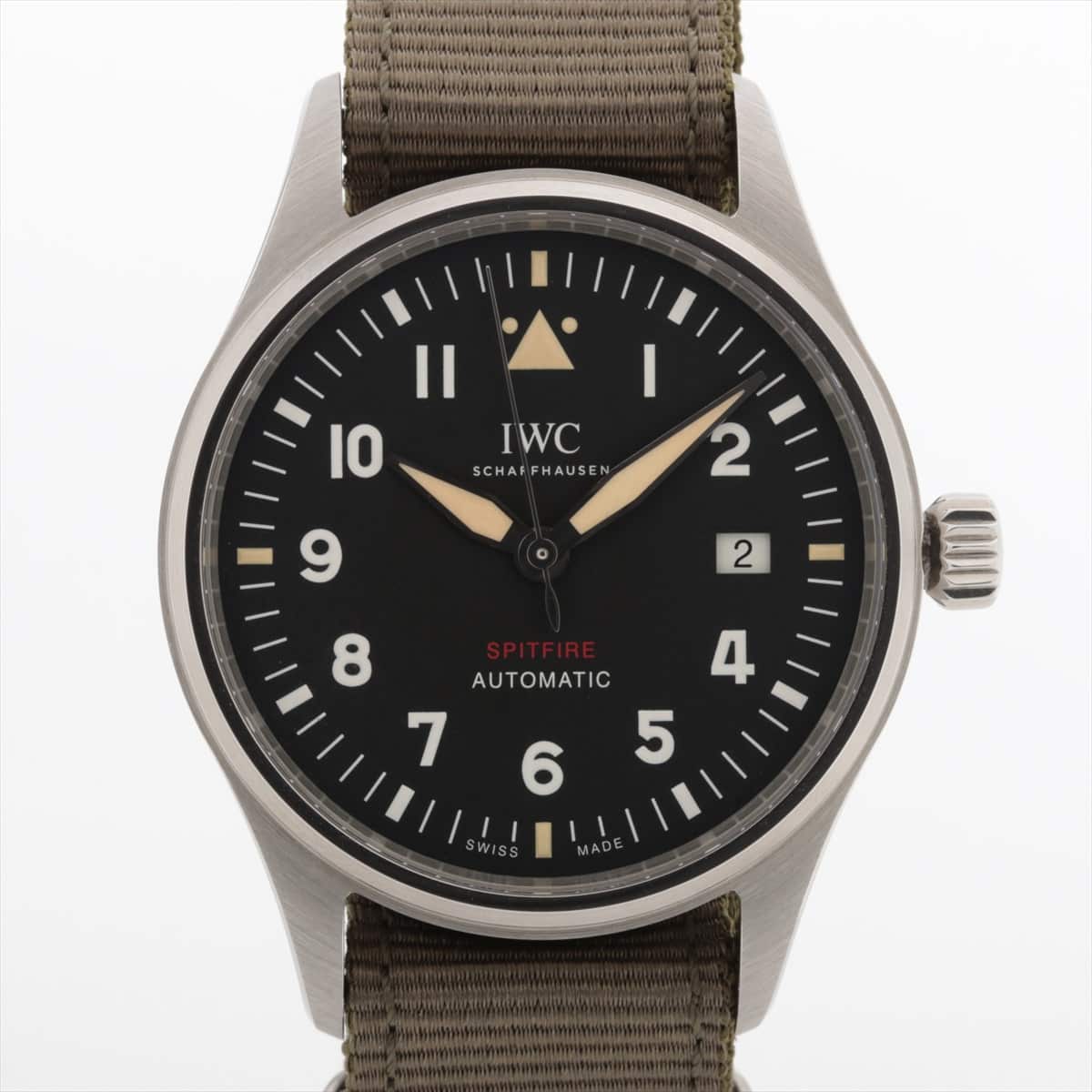 【クロノ】IWC パイロットウォッチ オートマティック スピットファイア IW326801 SS×ナイロン AT 黒文字盤