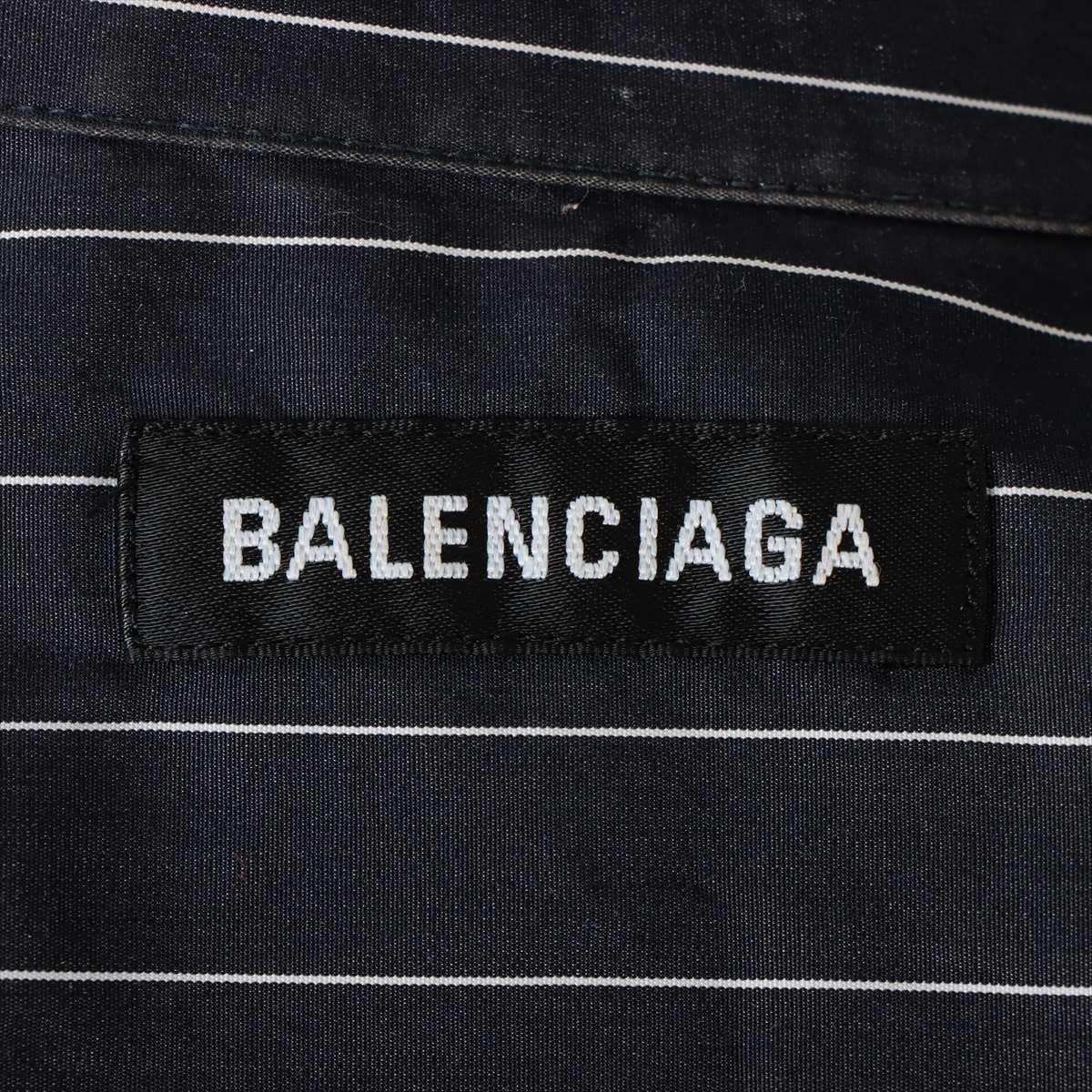 バレンシアガ 20SS コットン×ポリエステル シャツ 37 メンズ ブラック  583989 ロゴ刺繍