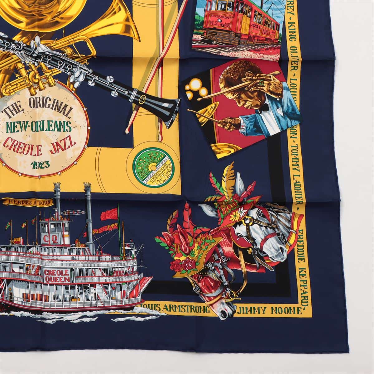 売り価格名作 90s hermes new Orleans creole jazz shirt シルク スカーフ シャツ1996 長袖シャツ