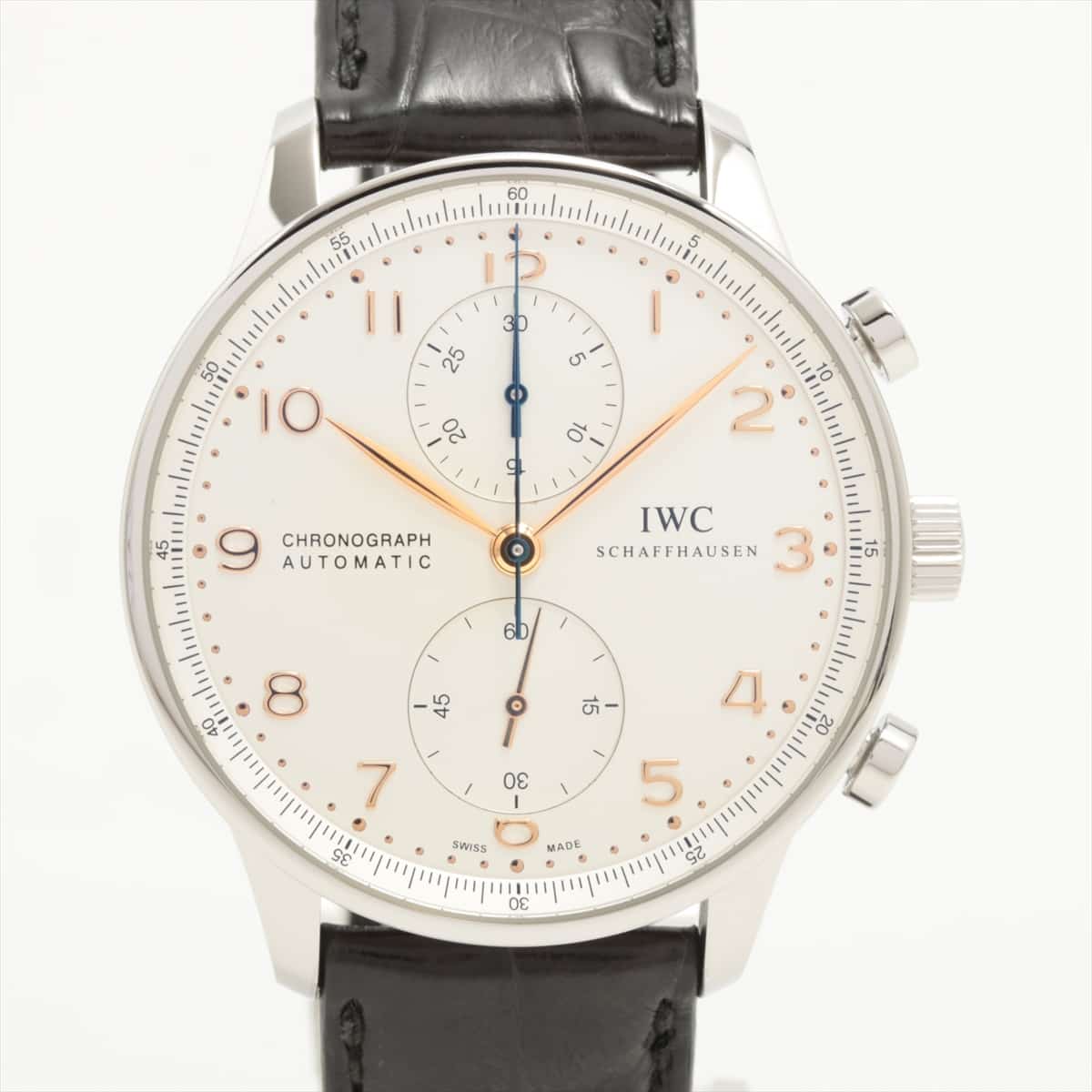 IWC ポルトギーゼ IW371445 SS×革 AT シルバー文字盤