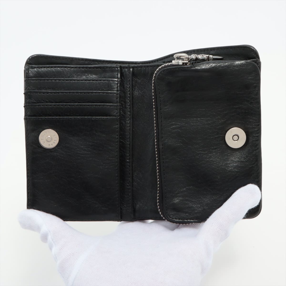 クロムハーツ ジョーイスクロール ウォレット 二つ折り財布 レザー×925 インボイスアリ ブラック ダガージップ