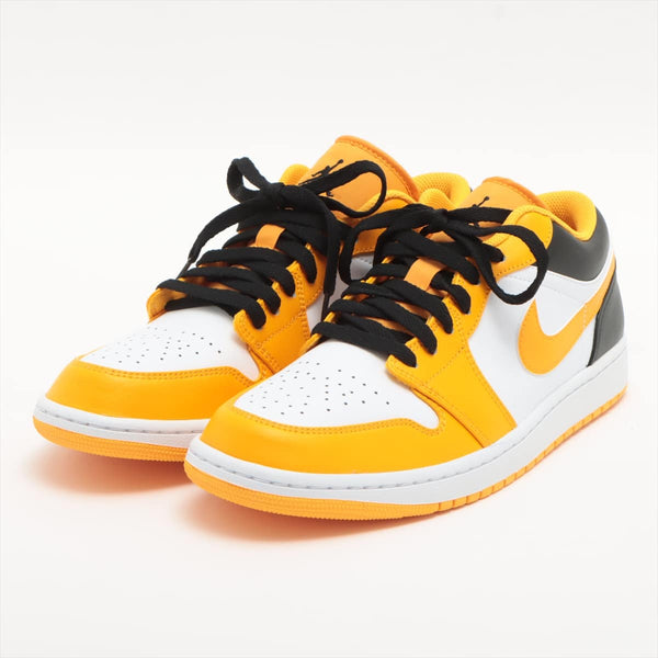 ナイキ レザー スニーカー 28.5cm メンズ ホワイト×イエロー AIR JORDAN 1 LOW TAXI 553558-701 BB