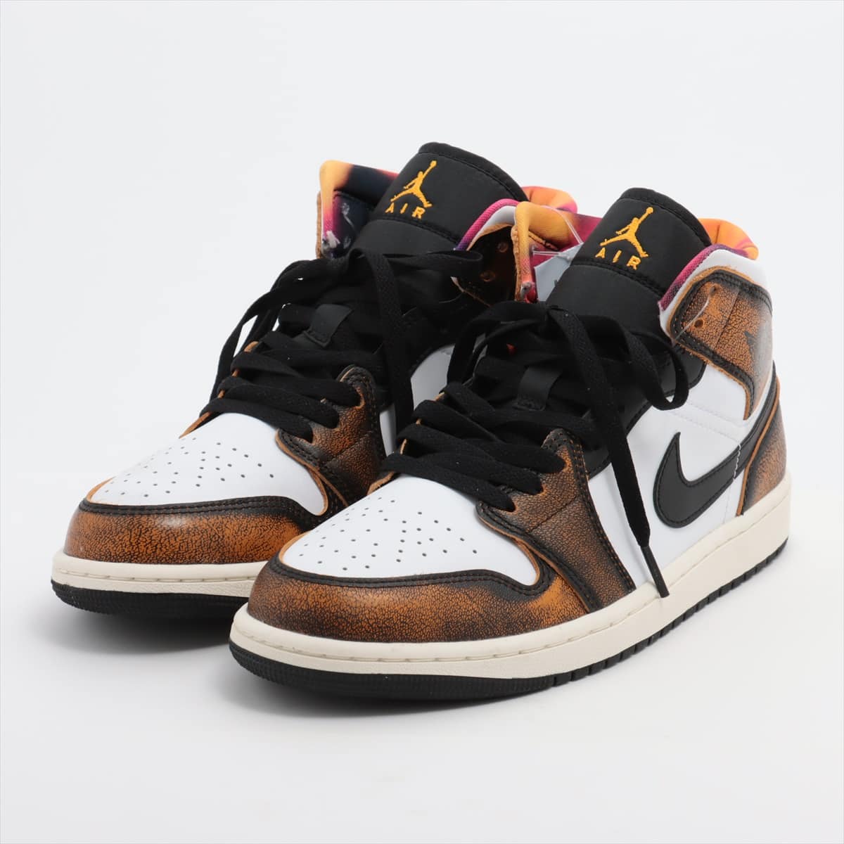 ナイキ AIR JORDAN 1 MID SE レザー ハイカットスニーカー 27.5㎝ メンズ ホワイト×ブラウン DQ8417-071  ｜a1801972｜中古ブランド品・ブランド古着通販｜ALLU（アリュー）