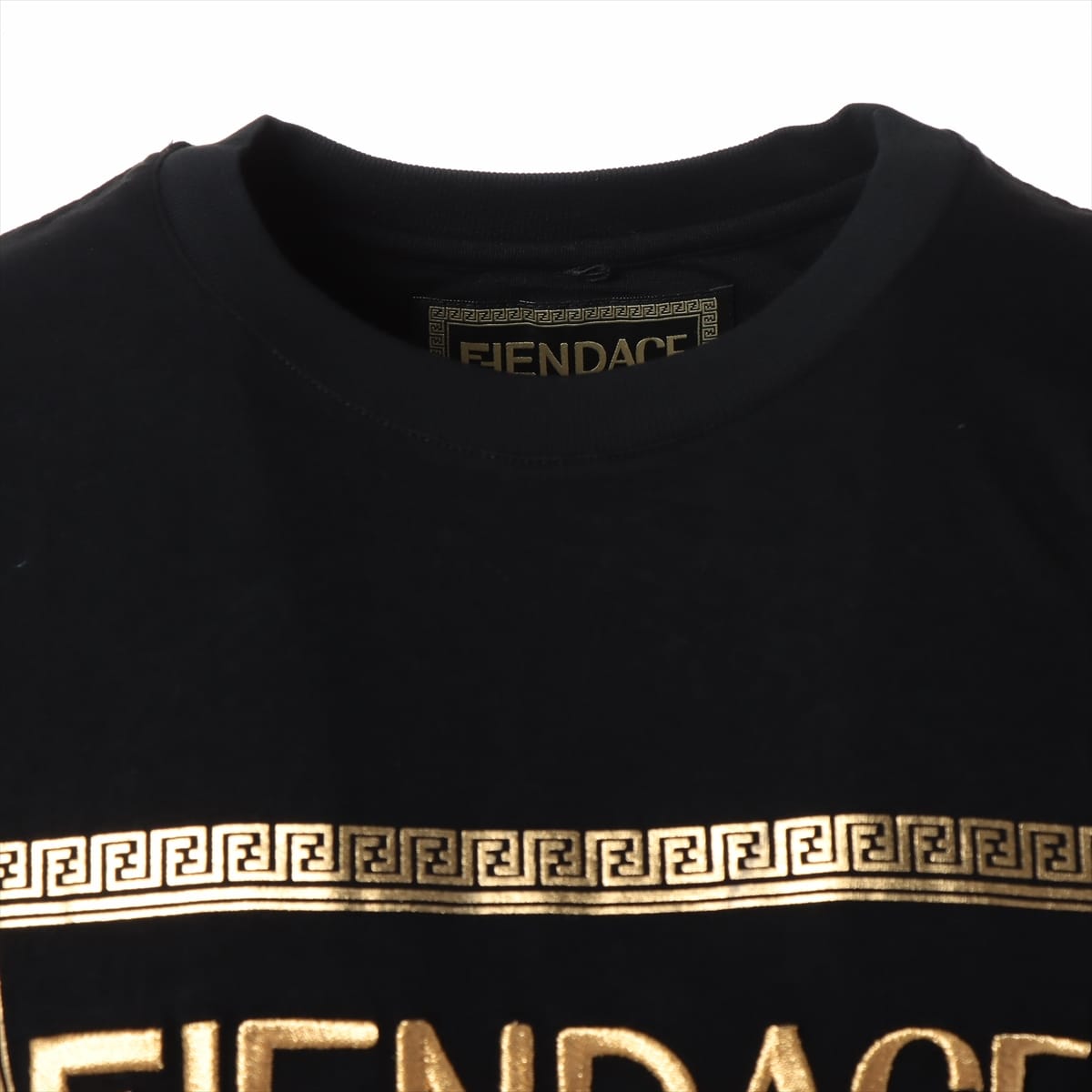 フェンディ×ヴェルサーチェ メデューサ 22SS コットン Tシャツ S メンズ ブラック  FENDACEロゴ刺?