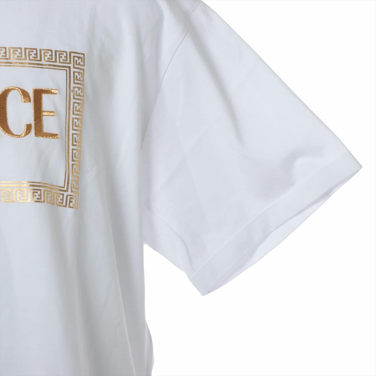 フェンディ×ヴェルサーチェ メデューサ 22SS コットン Tシャツ M メンズ ホワイト  FENDACEロゴ刺繍