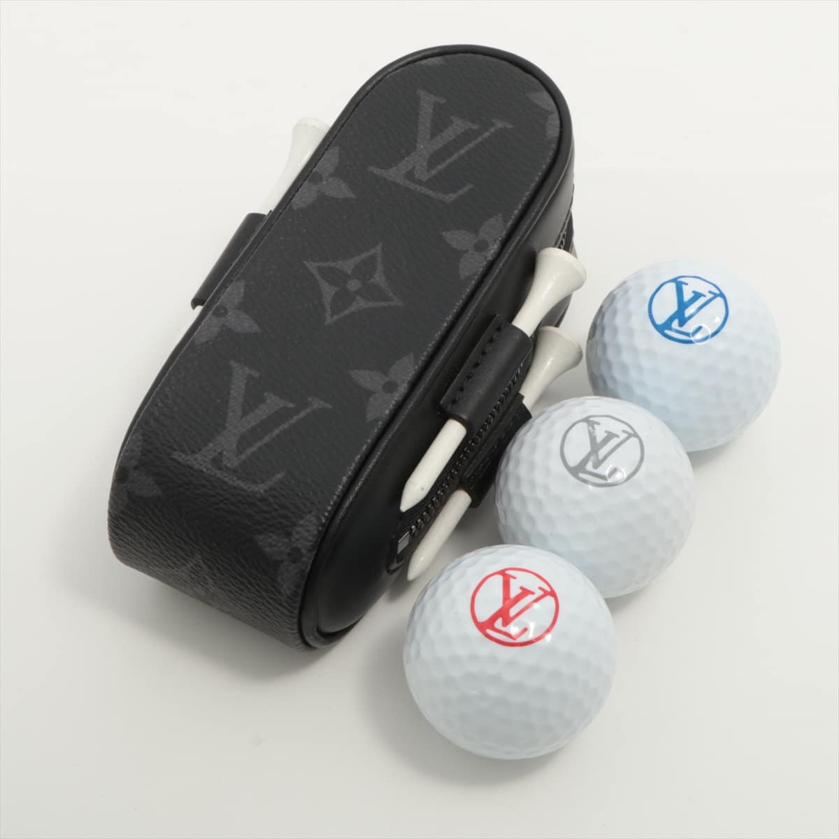 ルイヴィトン GI0344 セットゴルフアンドリュース ゴルフボールケース PVC×レザー ブラック