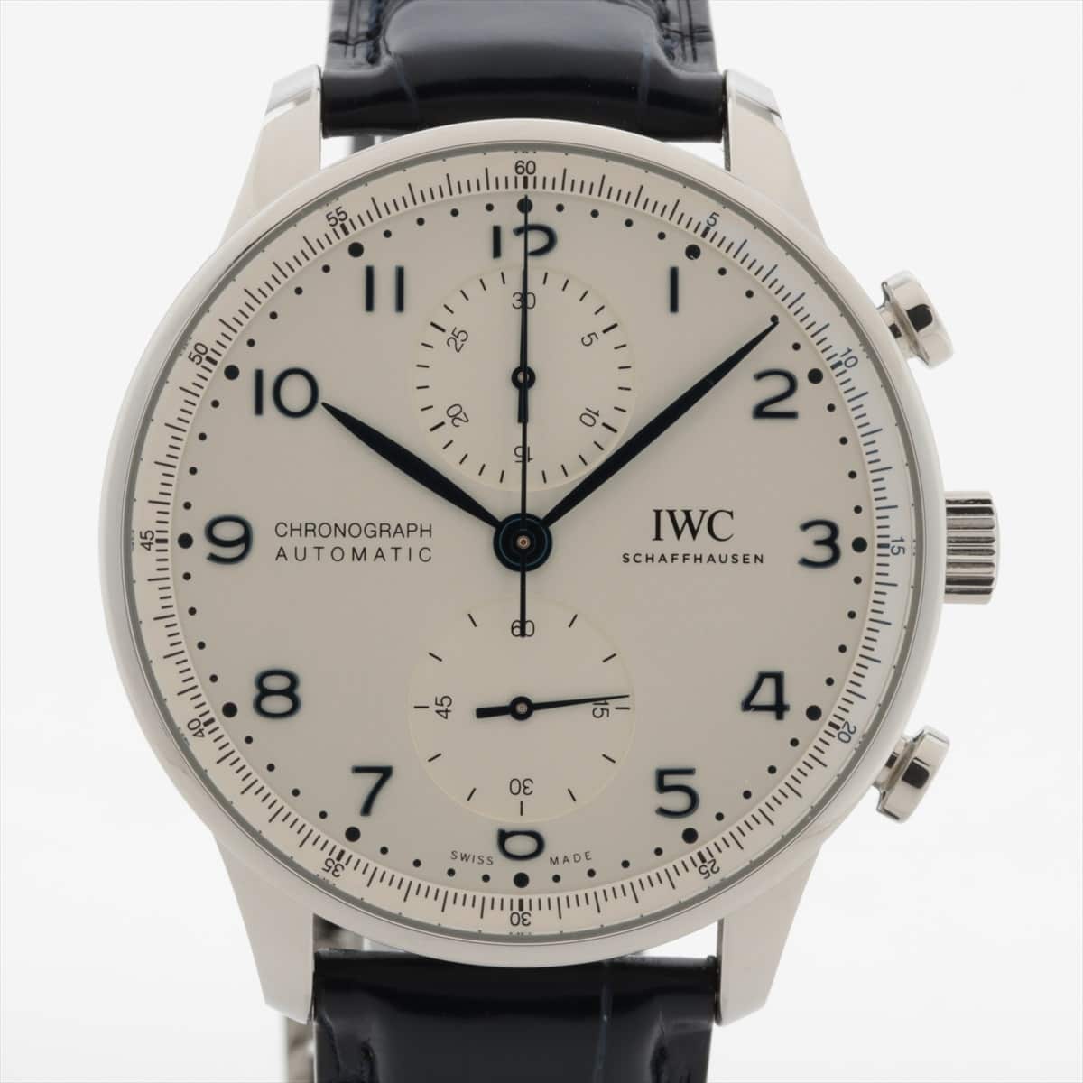 IWC ポルトギーゼ IW371605 SS×革 AT シルバー文字盤