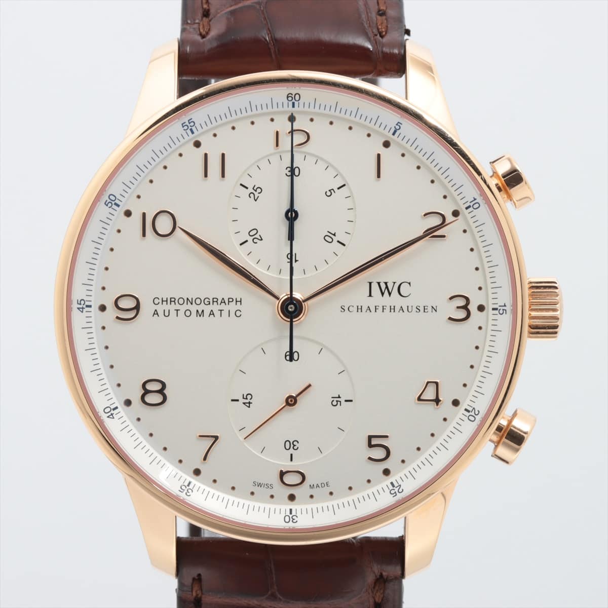 IWC ポルトギーゼ クロノグラフ IW371480 RG×革 AT 白文字盤