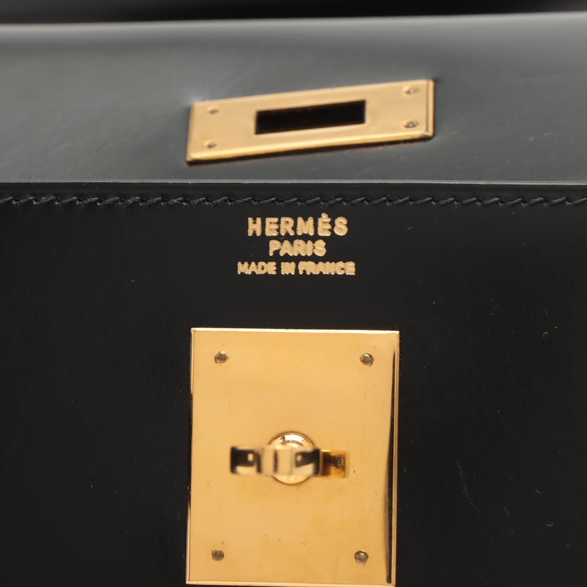 エルメス ケリー32 ボックスカーフ ブラック ゴールド金具 ○K:1981年