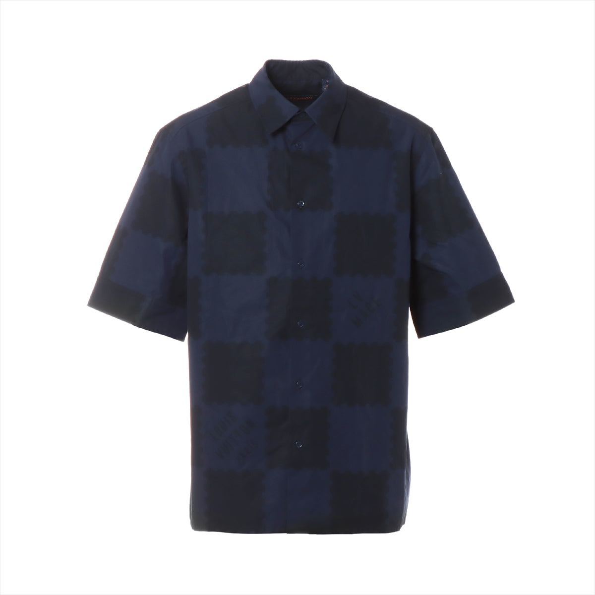 ルイヴィトン×NIGO 22SS コットン シャツ L メンズ ブラック×ネイビー  ダミ半袖エシャツ RM221M