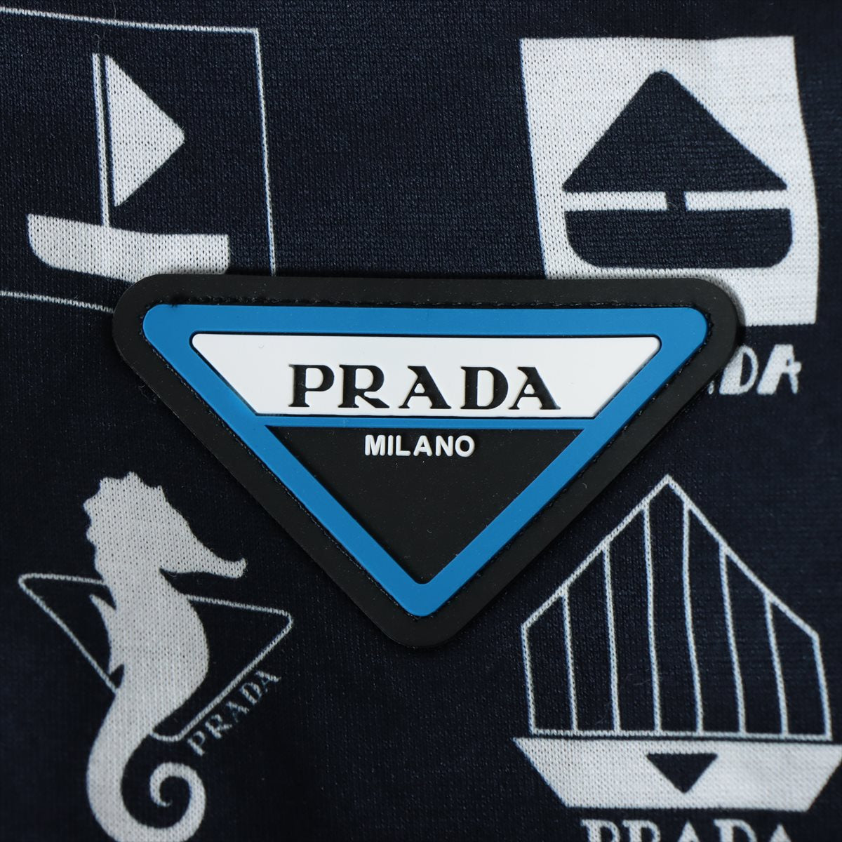 プラダ 19SS コットン ロングTシャツ M メンズ ネイビー 三角ロゴ