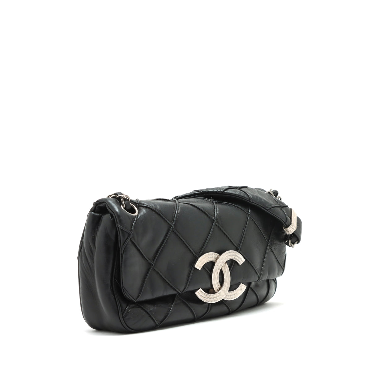 Sold at Auction: Chanel Black Calfskin CC Glint Accordion Flap Bag