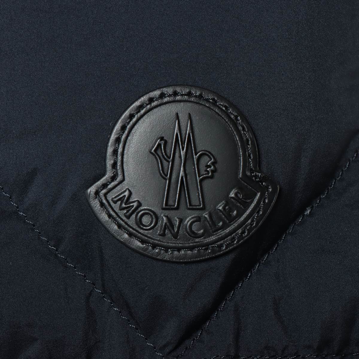 希少 MONCLER ウール100 マフラー ポケット ネイビー ロゴワッペン - 小物