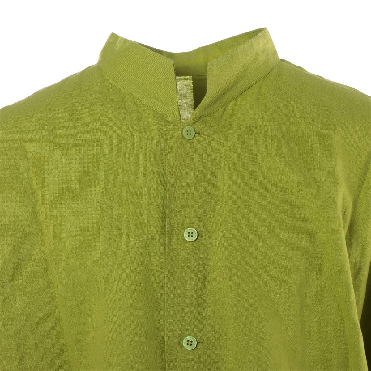 オムプリッセ イッセイミヤケ コットン×リネン シャツ 3 メンズ グリーン  半袖シャツ HP12FJ015