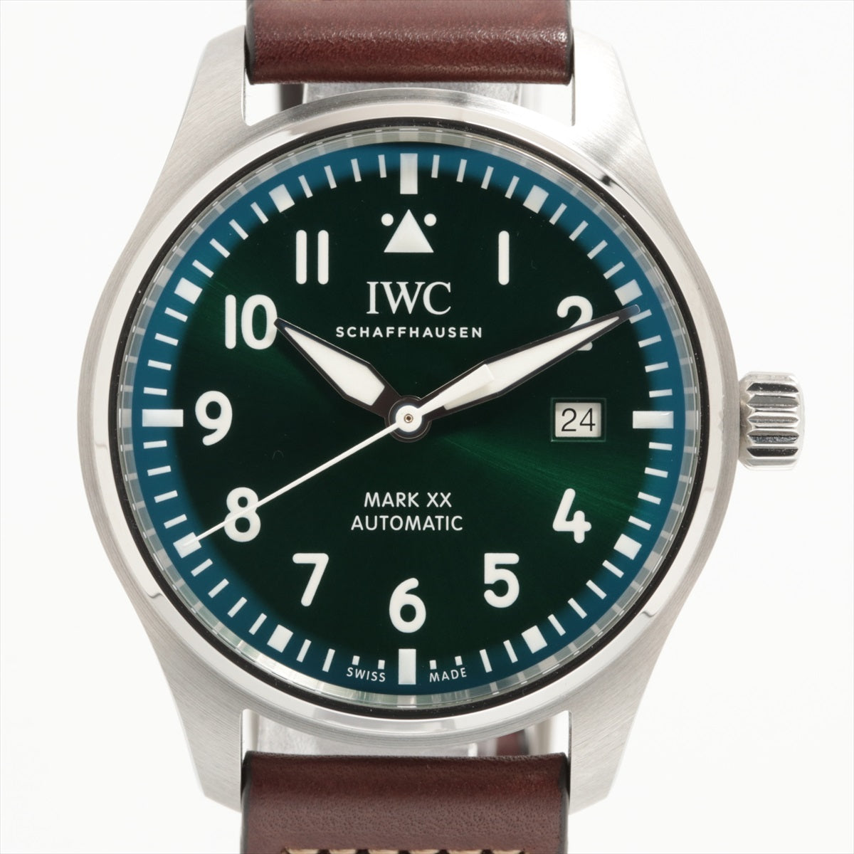 IWC パイロットウォッチ マーク XX IW328205 SS×革 AT グリーン文字盤