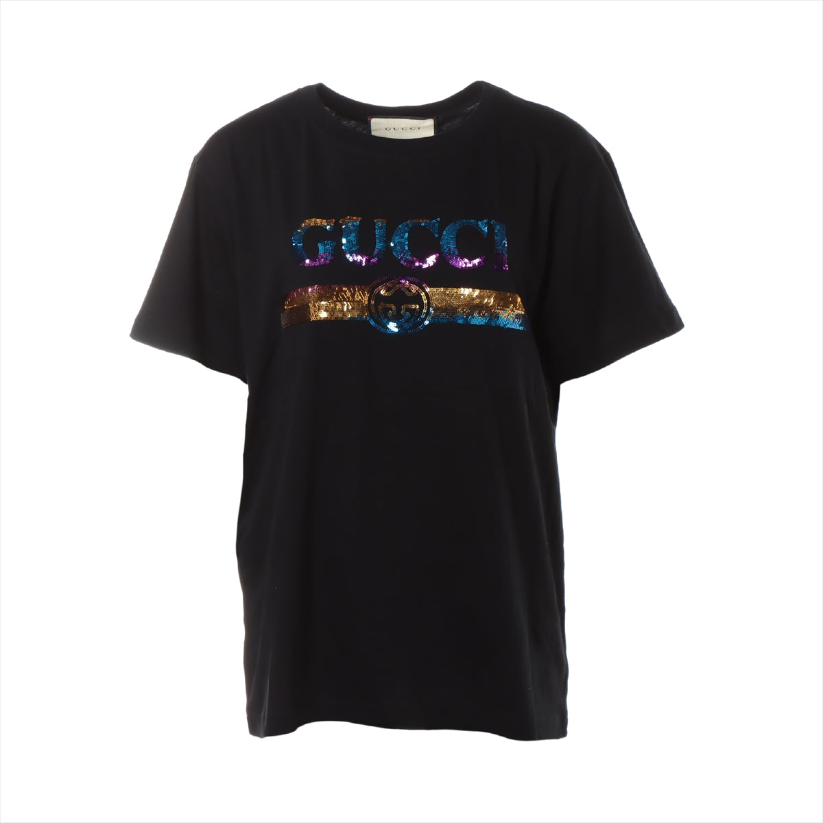 グッチ 19SS コットン Tシャツ XS ユニセックス ブラック  スパンコールGG 492347