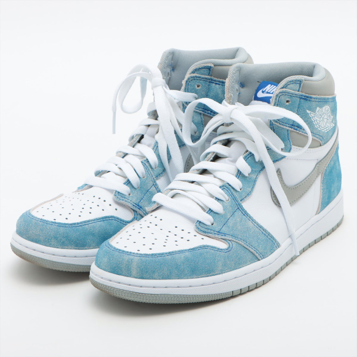 ナイキ AIR JORDAN 1 RETRO HIGH OG レザー×スエード ハイカットスニーカー 27.5cm メンズ ブルー ×ホワイト｜a1913363｜中古ブランド品・ブランド古着通販｜ALLU（アリュー）