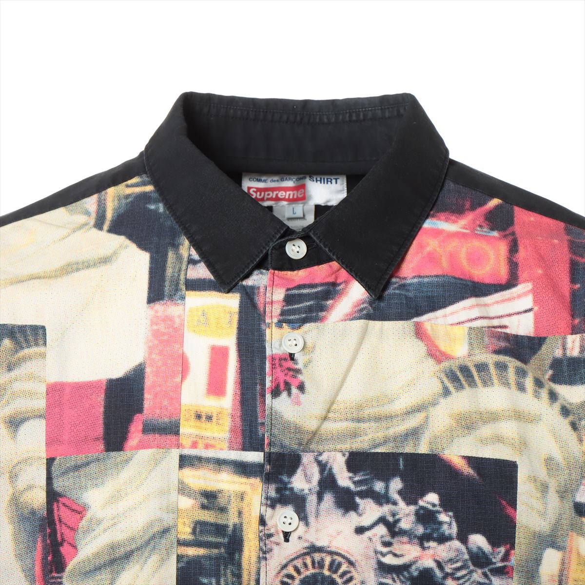 シュプリーム×コムデギャルソンシャツ 18AW コットン シャツ L メンズ マルチカラー  S2FW18 Cotton Patchwork Button Up Shirt