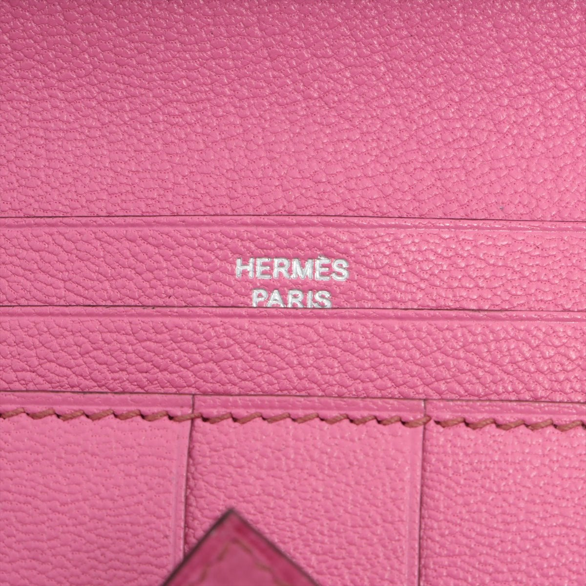 【HERMES】エルメス ベアンスフレ オーストリッチ ピンク/シルバー金具 □N レディース 長財布