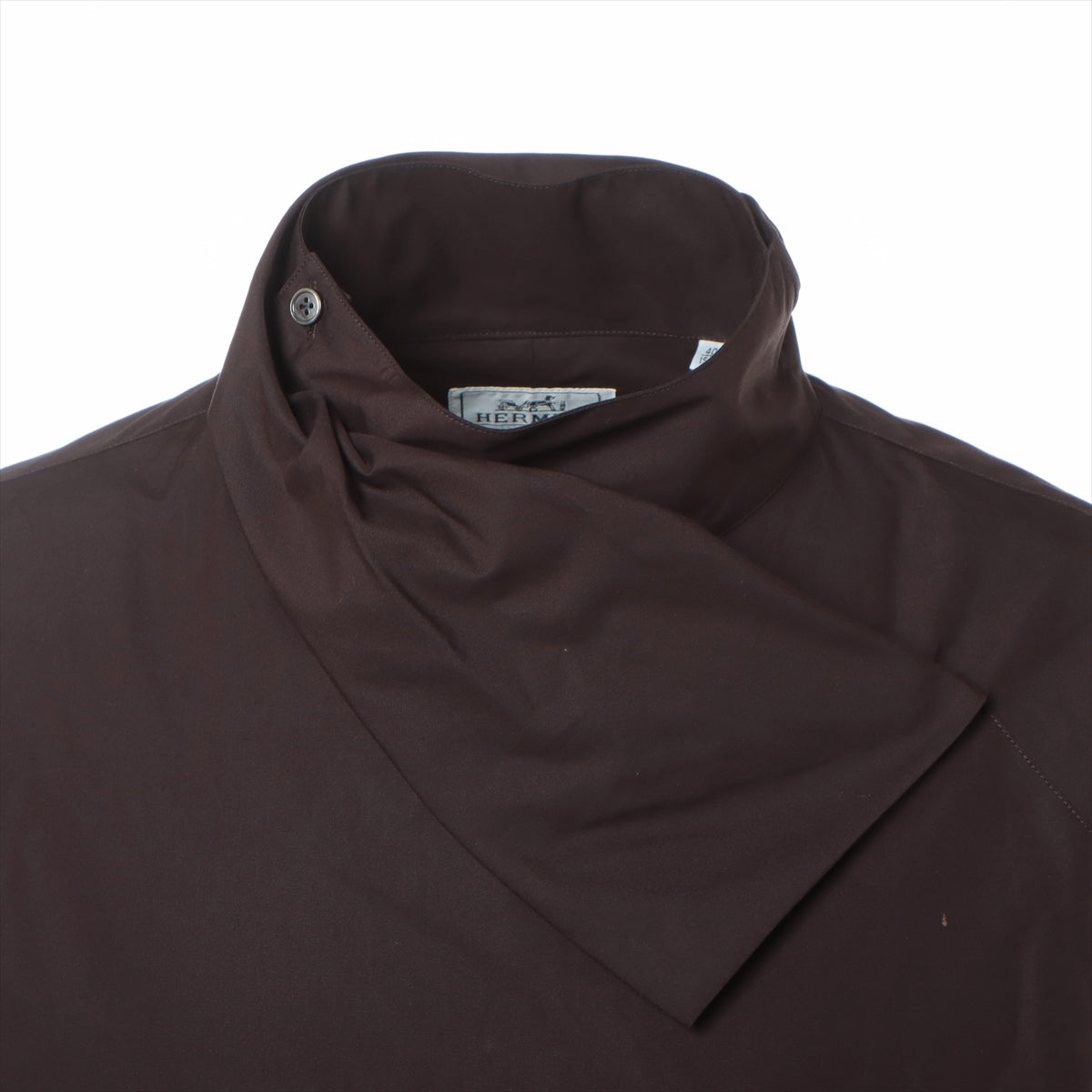 エルメス セリエ 22AW コットン シャツ 40 メンズ ブラウン  Long-Sleeve T-Shirt With Twisted Collar