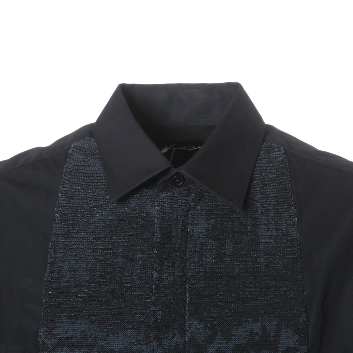 ジバンシィ コットン×ポリエステル シャツ 40 メンズ ブラック  ビーズ装飾 BM602D1Y1N 袖 後身頃にヨゴレがあります 脇裏に軽度のスレがあります