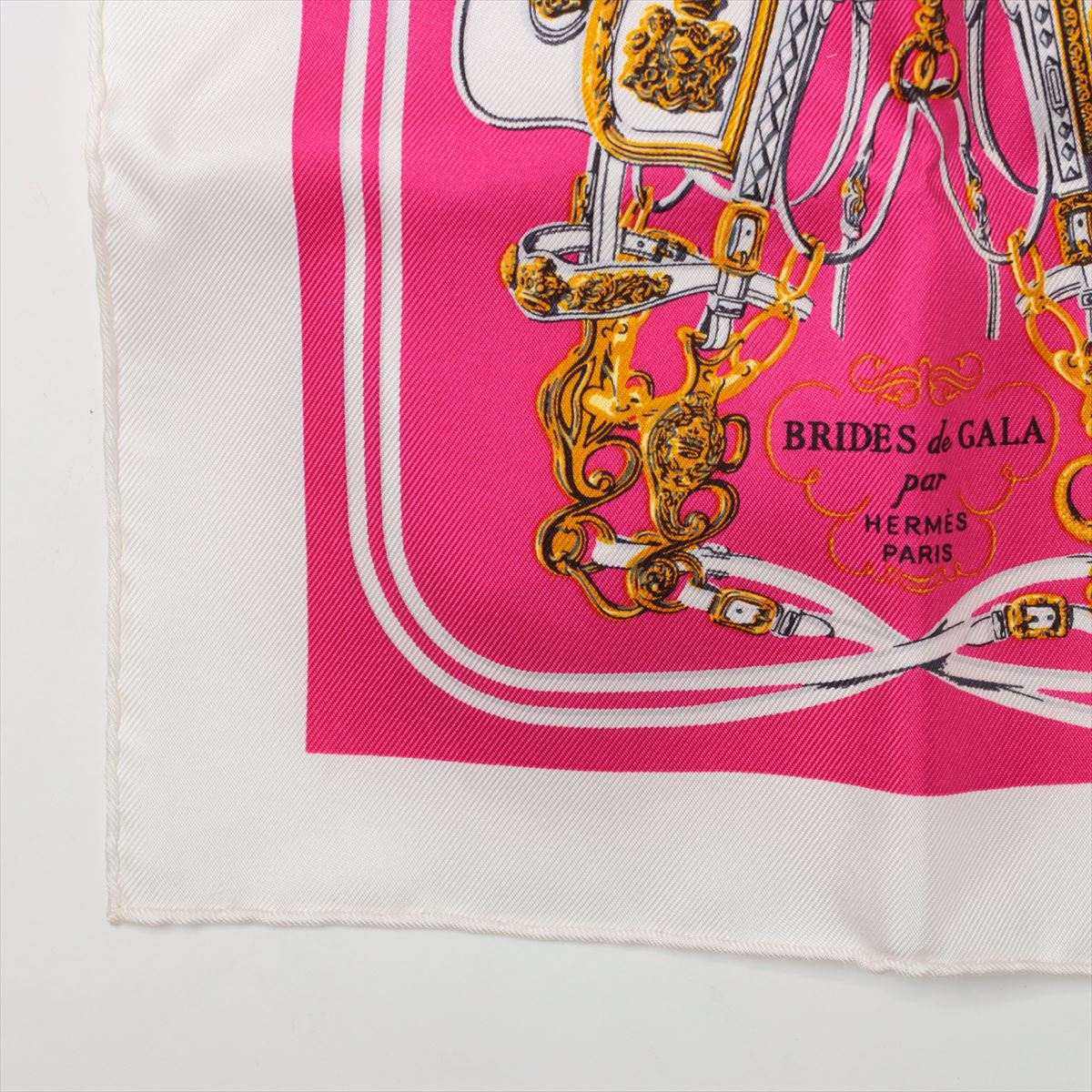 エルメス カレナノ BRIDES de GALA 式典用馬勒 ハンカチ シルク ピンク