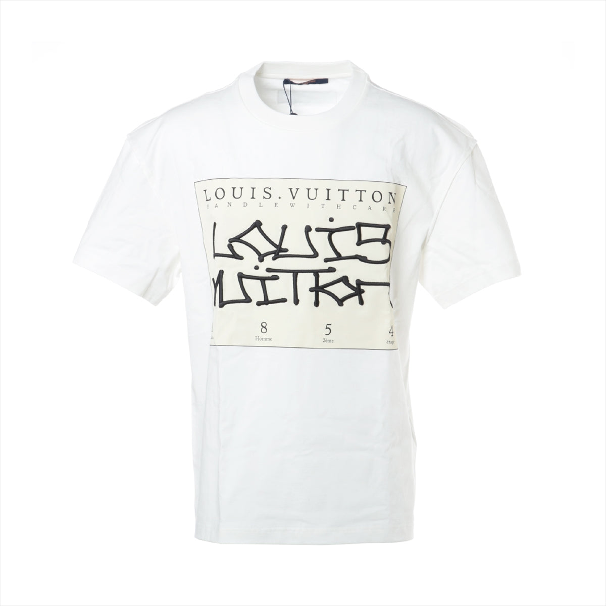 ルイヴィトン 22AW コットン Tシャツ M メンズ ホワイト  グラフィックロゴ RM222