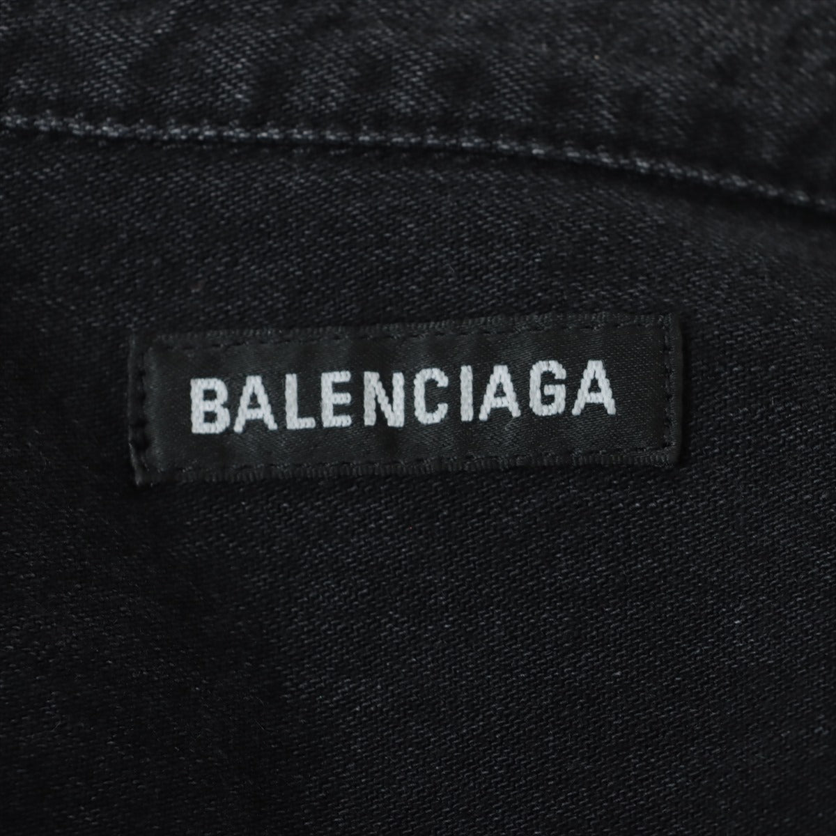 バレンシアガ 19年 コットン デニムシャツ 37 メンズ ブラック  571365 バックロゴ