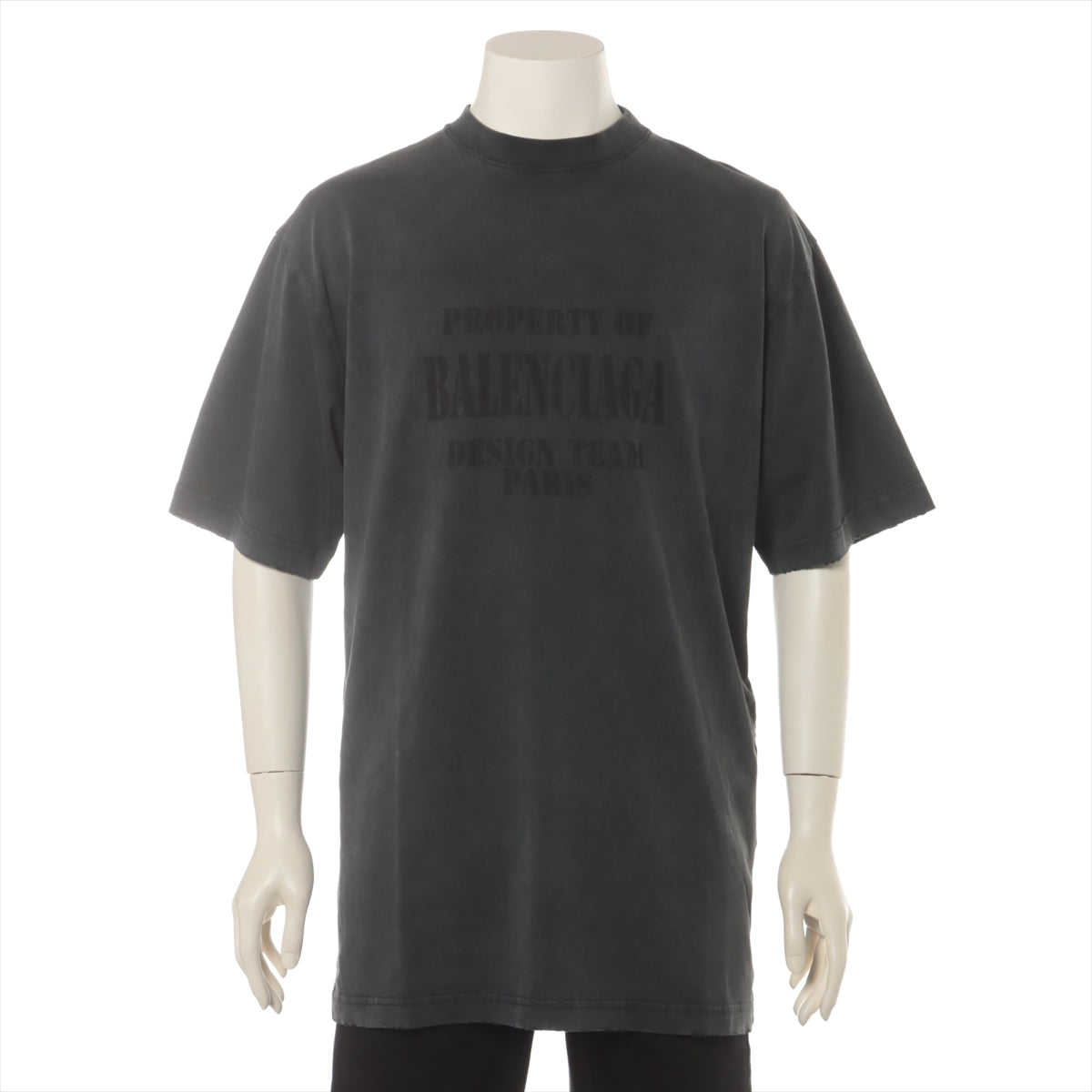 バレンシアガ 22年 コットン Tシャツ XXS メンズ グレー 641675 クラッシュ加工