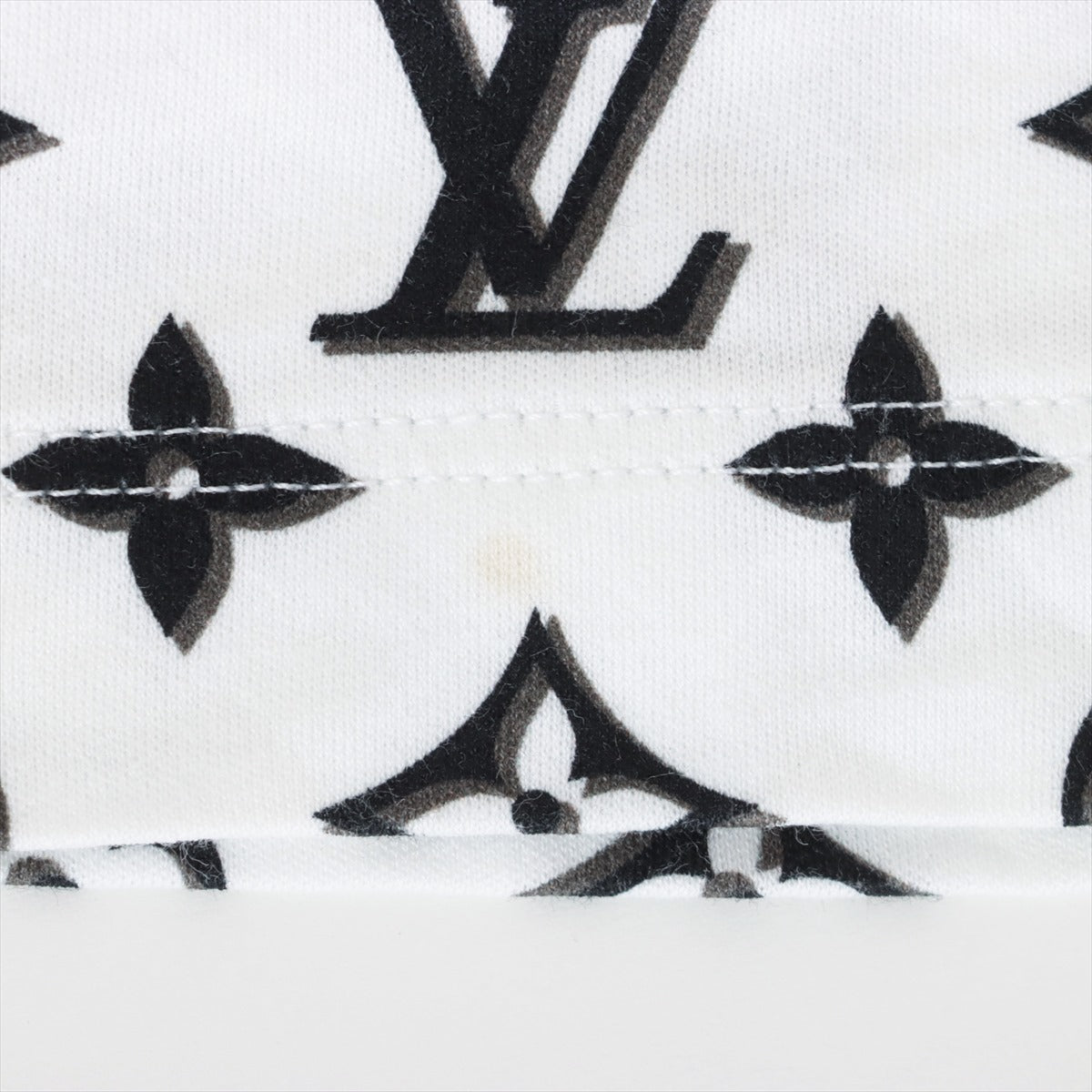 ヴィトン 23AW コットン Tシャツ S レディース ブラック×ホワイト 3Dモノグラム LV サークルチェーン クルーネック RW232