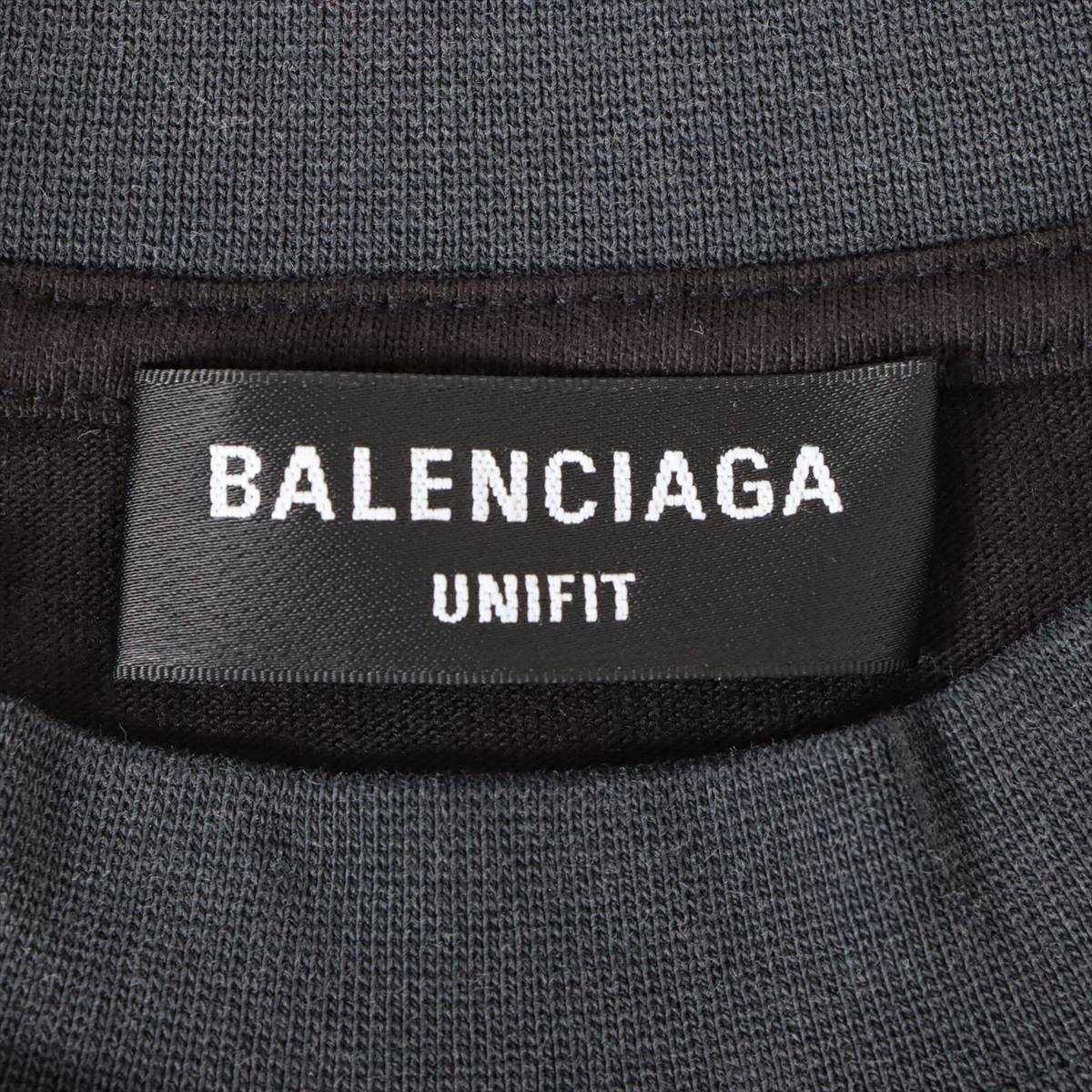 バレンシアガ 21年 コットン Tシャツ 3 ユニセックス ブラック×グレー  UPSIDE DOWN 698811 オーバーサイズクルーネック ユニフィット