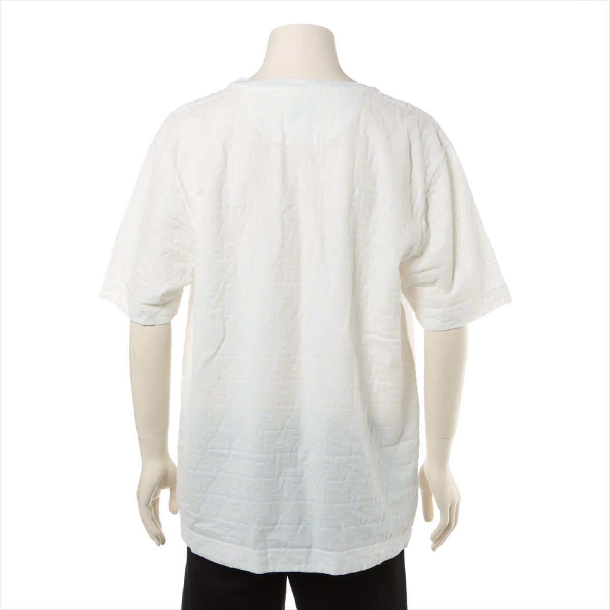 フェンディ 22年 コットン×ナイロン Tシャツ XL メンズ ホワイト FFモチーフ FY0936 総柄