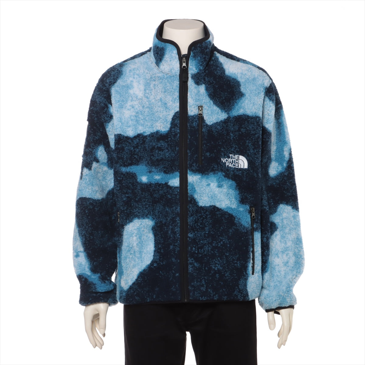 シュプリーム×ノースフェイス 21AW ポリエステル ジャケット M メンズ ブルー  NA52100I Bleached Denim Print Fleece Jacket ボア フリース