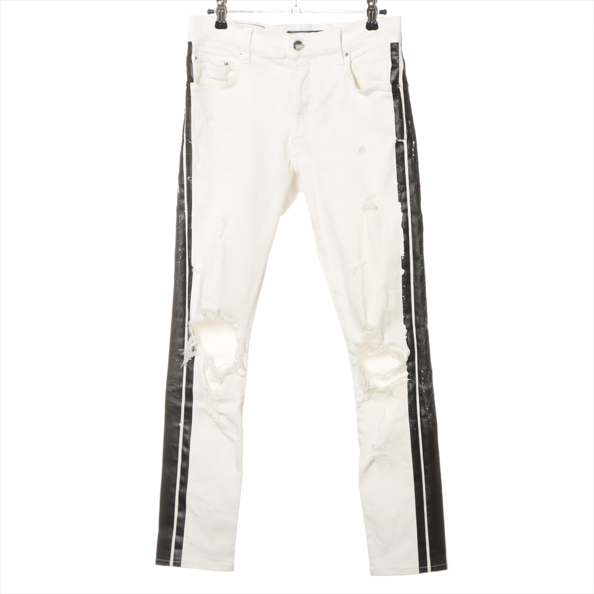 アミリ コットン×ポリウレタン デニムパンツ 29 メンズ ホワイト  Sideline Crush Skinny Jeans ダメージ加工