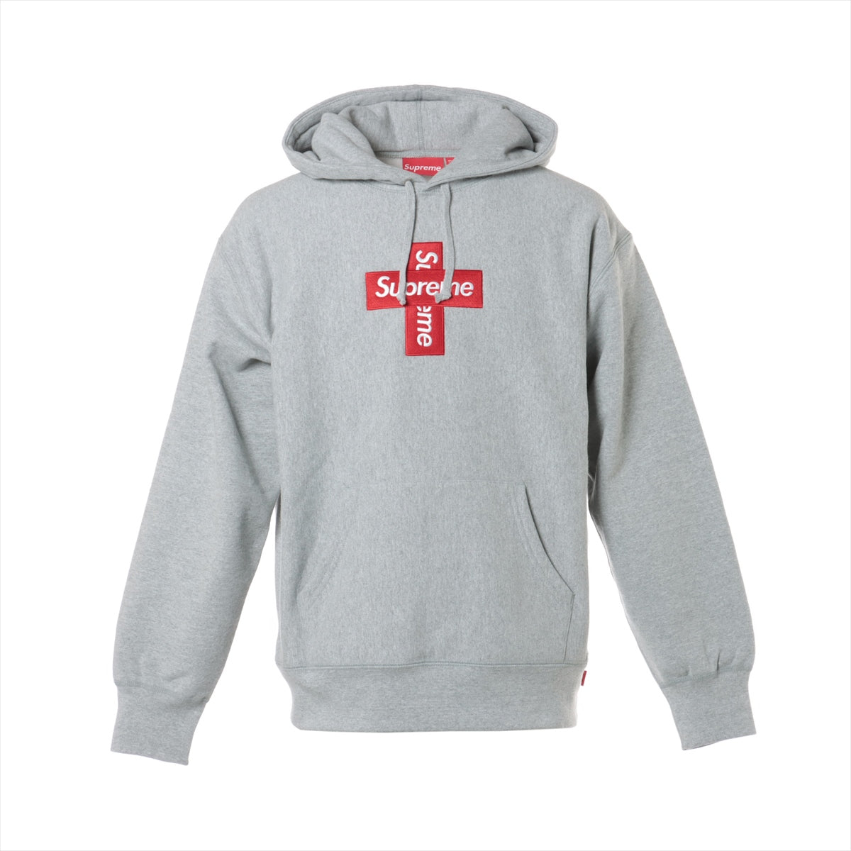 パーカー【S】supreme Cross Box Logo Hooded グレー