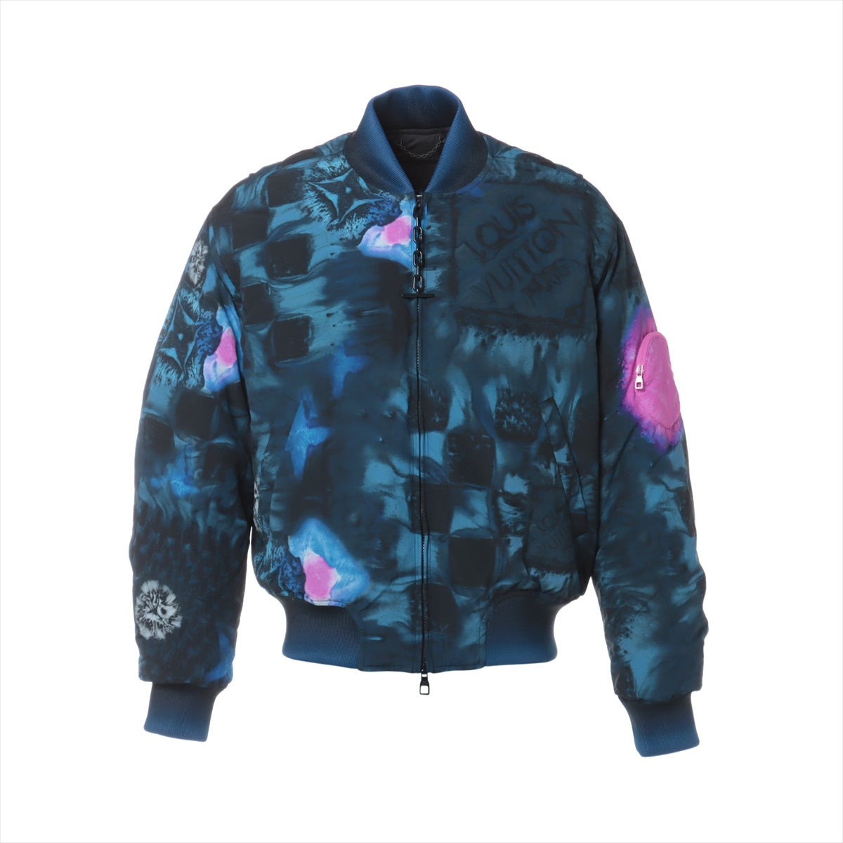 ルイヴィトン 21AW ナイロン ジャケット 46 メンズ ネイビー  Solt Print Bomber HLB05EDR2