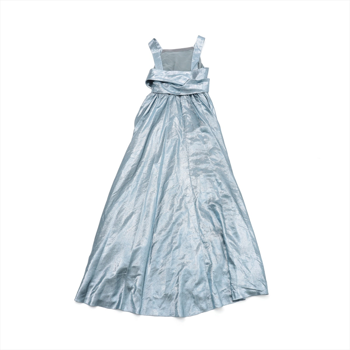 クリスチャンディオール シルク×ポリエステル ノースリーブワンピース I38 レディース ブルー  メタリック ドレス