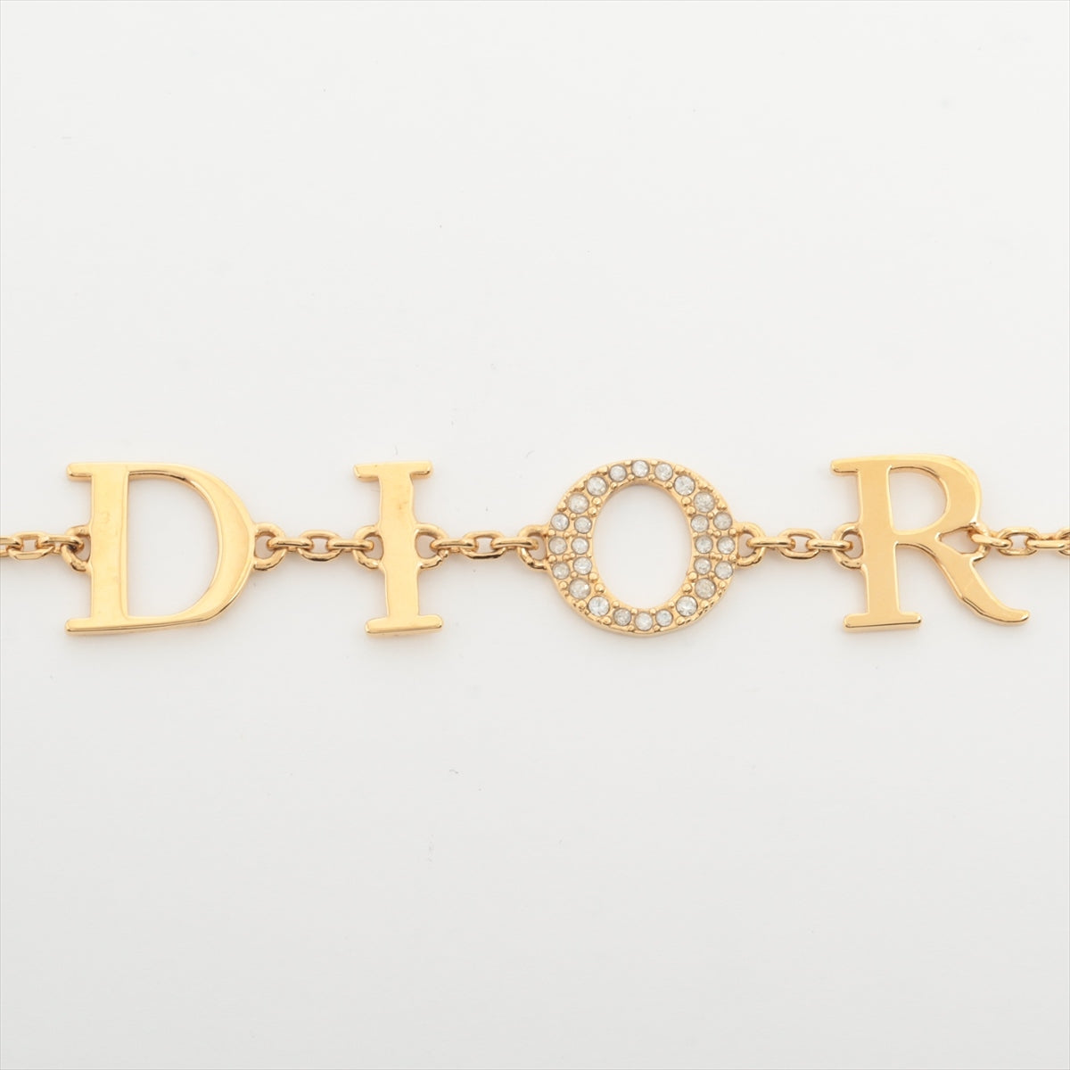 ディオール Diorロゴ ブレスレット GP×ラインストーン ゴールド