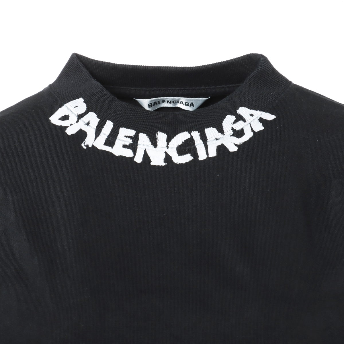 バレンシアガ 20年 コットン ロングTシャツ XS レディース ブラック  646222 ネックプリント