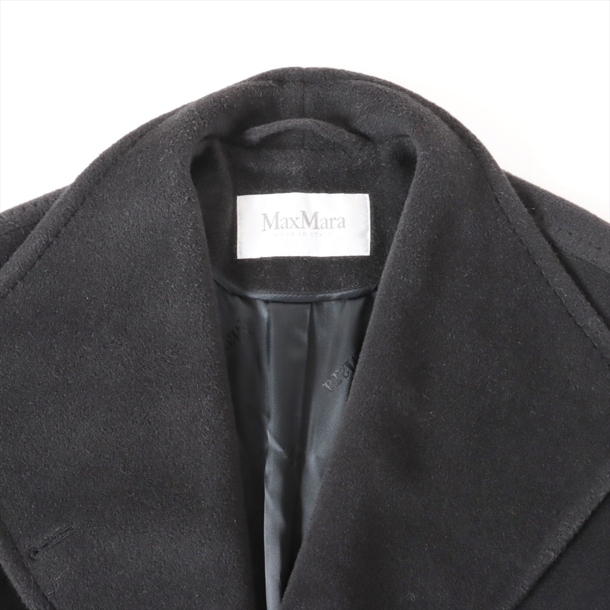 マックスマーラ ウール×カシミヤ コート 44 レディース ブラック  裾に毛抜けあり