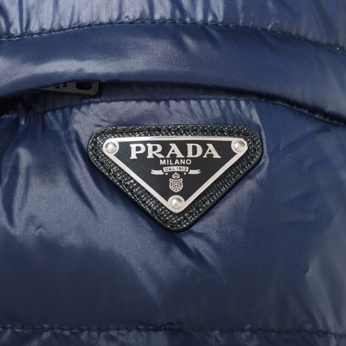 プラダ 21AW ナイロン ダウンジャケット XS メンズ ブルー×ブラック  トライアングルロゴ