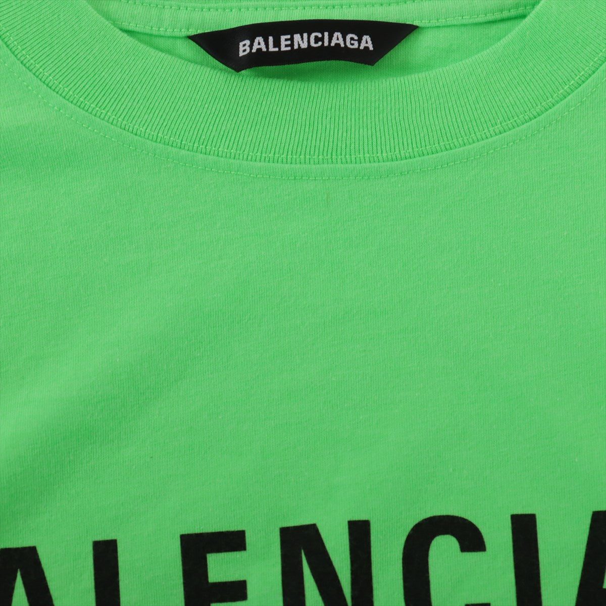 バレンシアガ 20年 コットン×ポリエステル ロングTシャツ XS メンズ グリーン ロゴプリント 641667