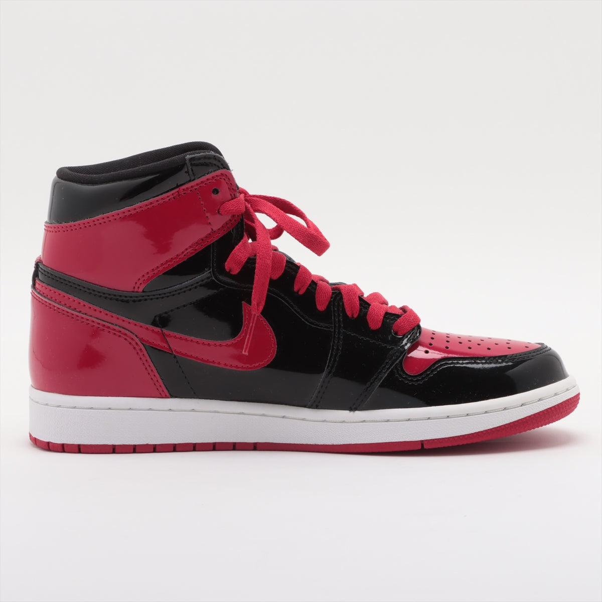 ナイキ AIR JORDAN 1 RETRO HIGH OG パテントレザー ハイカットスニーカー 27cm メンズ ブラック×レッド 555088-063