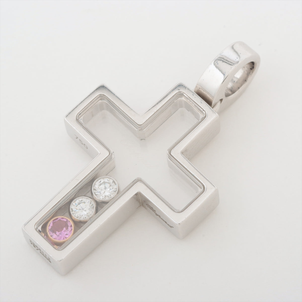 ショパール ハッピーダイヤモンド クロス ダイヤ ピンクサファイア ネックレストップ 750(WG) 5.3g